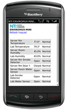 ENVIROMUX-MINI Mobiltelefon Demo