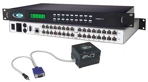 ST-C5VA-L-600 u. ST-C5VA-R-600, VEEMUX SM-16x16-C5AV-LCD Audio/Video Matrix-Switch über CAT5